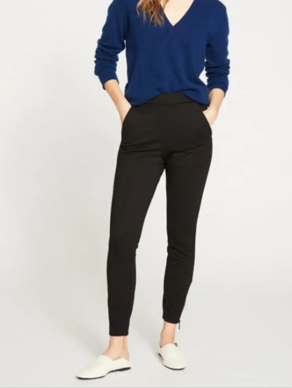 Universal Standard Black Ponte Moro Zipper-Ankle Pants